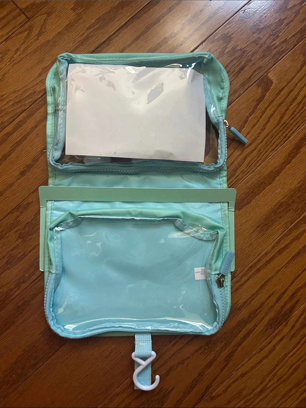 Miamica Aqua & Pink Travel Hanging Toiletry Bag with Reusable Bottles